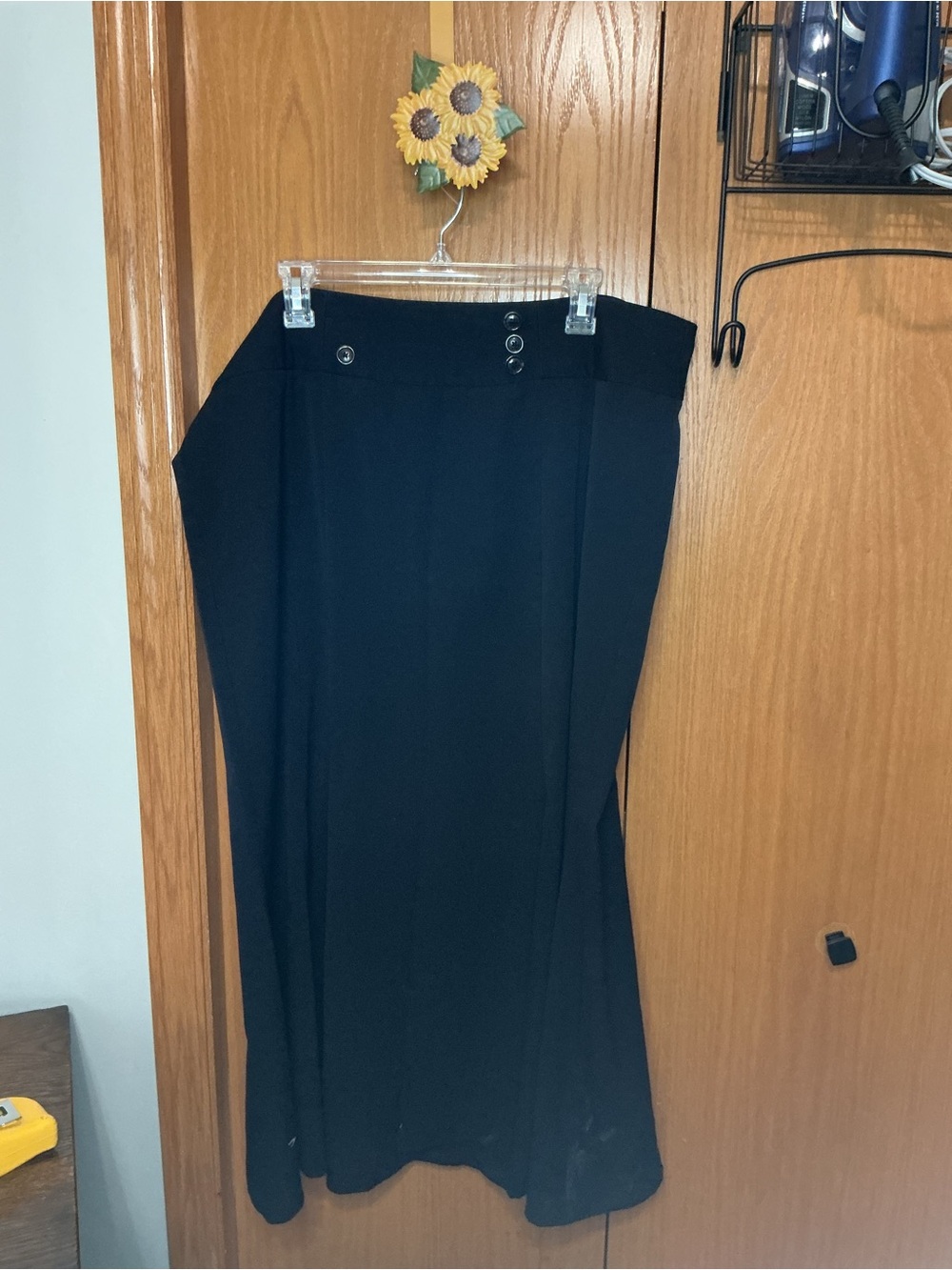Lane Bryant Black Maxi Skirt with Button Detail